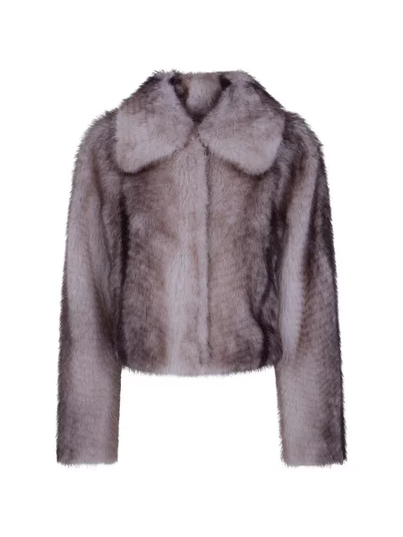Palton de blană Twinset cu imprimeu animal print cu blană maro
