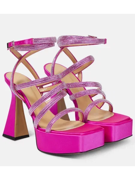 Sandale Mach & Mach din satin cu platformă roz