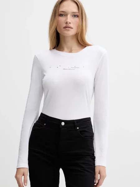 Блуза с дълги ръкави Armani Exchange бяло