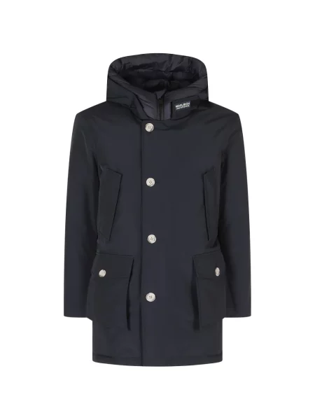 Palton Woolrich cu glugă albastru