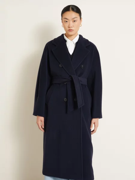 Max Mara Vlněný Kabát Madame tmavě modrá
