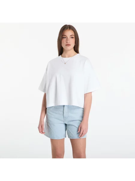 Tričko Calvin Klein Jeans Ss Cropped Boxy Satin Floral Tee Bright White S bílé