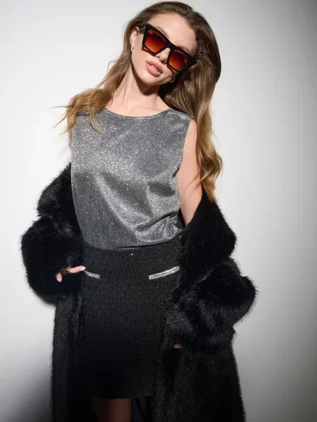 Блискучий топ срібний