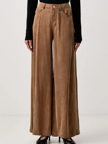 Pinko pantaloni straight pentru femei din cupro maro