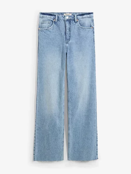 Jeansy wide leg wysoki stan niebieskie