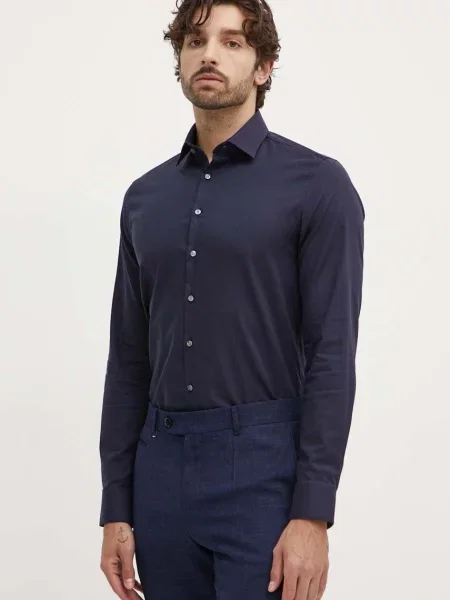 Calvin Klein koszula granatowy slim z kołnierzykiem klasycznym
