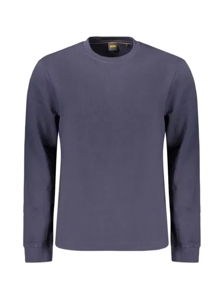 Hanorac crewneck Boss cu decolteu rotund albastru