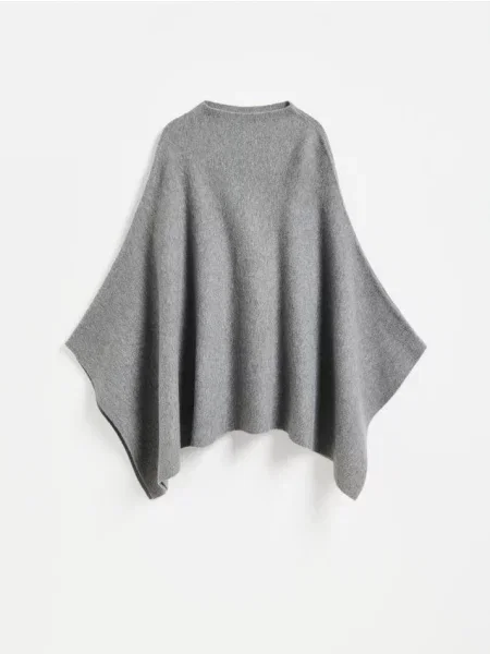 Reserved Poncho uni gri-închis gri