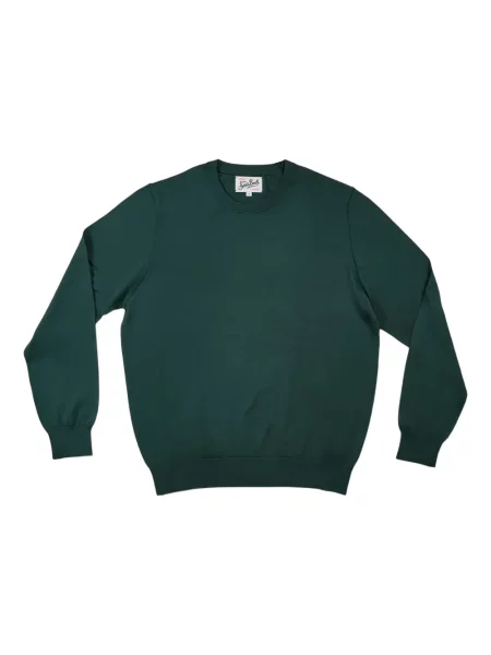 Pulover Mc2 Saint Barth cu decolteu rotund lung verde