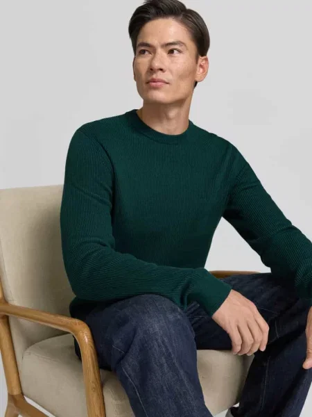 Sweter z dzianiny z mieszanka bawełny w kroju regular fit Mcneal zielony