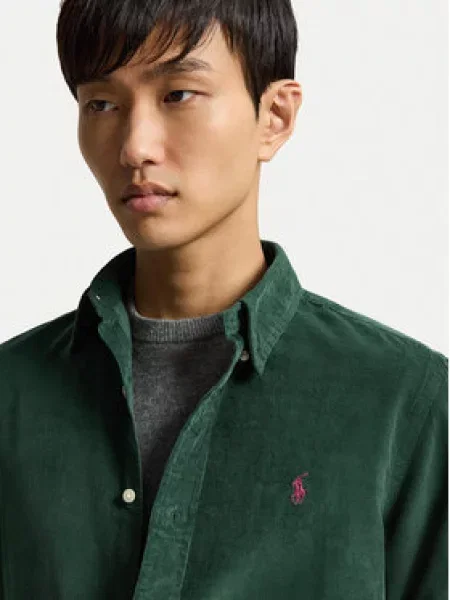 Polo Ralph Lauren Marškiniai Tamsiai Custom Fit žalia