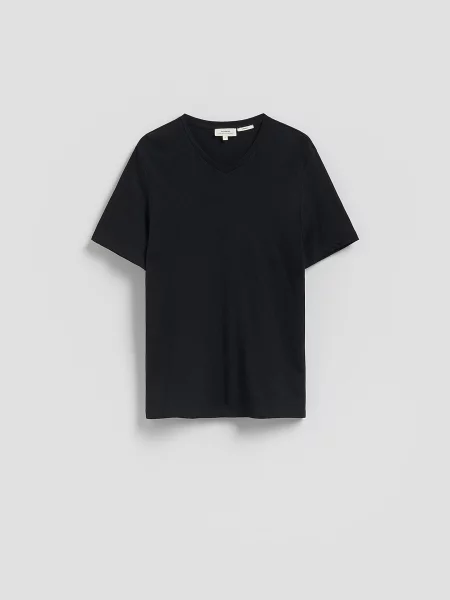 Reserved Футболка regular fit з льоном чорний