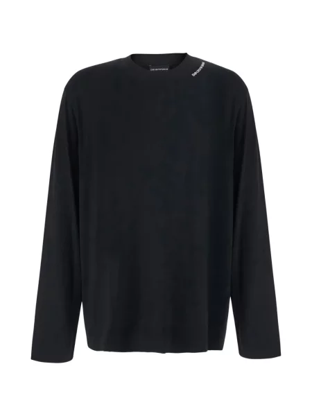 Lung tricou Emporio Armani cu autograf negru