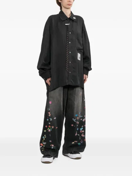 Cămașă Maison Mihara Yasuhiro din satin cu legături negru