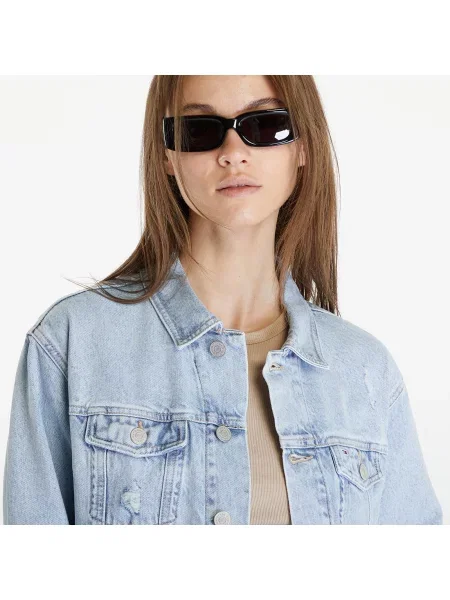 Tommy Jeans Džínsová bunda Flag modrá