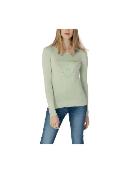 Dzianinowy sweter Guess z długim rękawem niebieski