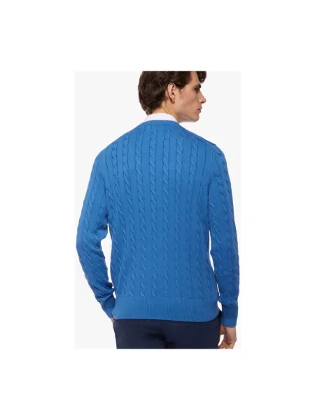 Sweter Brooks Brothers z nadrukiem niebieski
