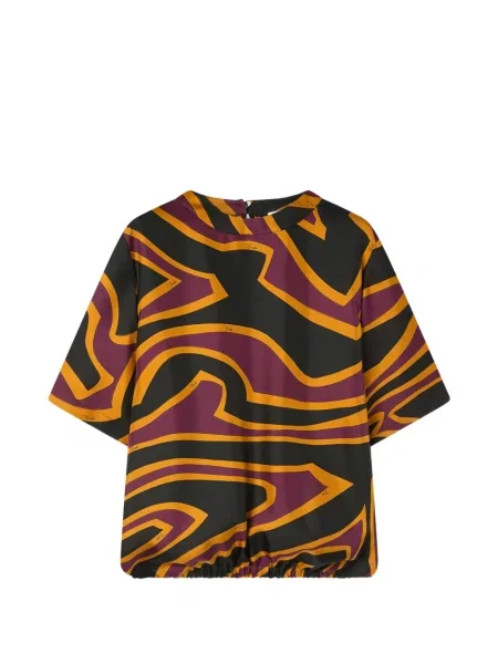 Top Pucci de mătase cu imagine negru