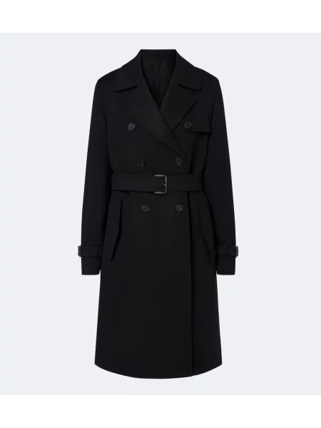 Palton Fendi de lână cu două rânduri de nasturi negru