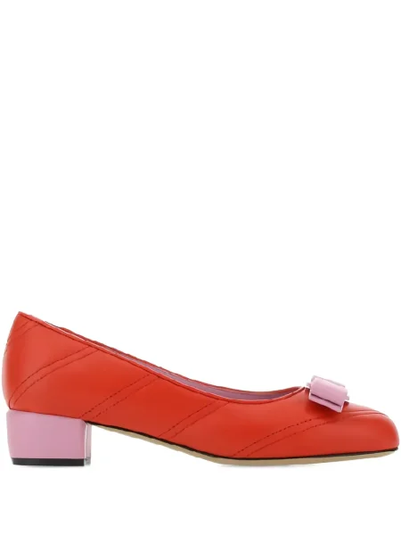 Pantofi cu toc Ferragamo cu funde roșu