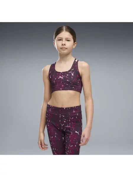 PUMA Młodzieżowy stanik sportowy Train All Day Essentials Printed Crossover Odzież różowy