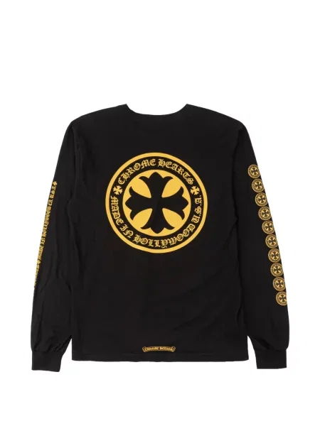 Lung tricou Chrome Hearts cu imagine cu motiv cu inimi negru