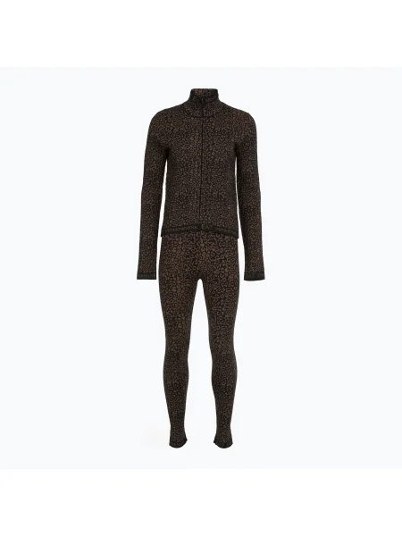 Set de lenjerie termoactivă pentru femei Emporio Armani Ski Jacquard Knitted fancy brown animal print maro