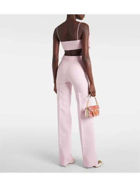 Pantaloni Valentino de lână roz