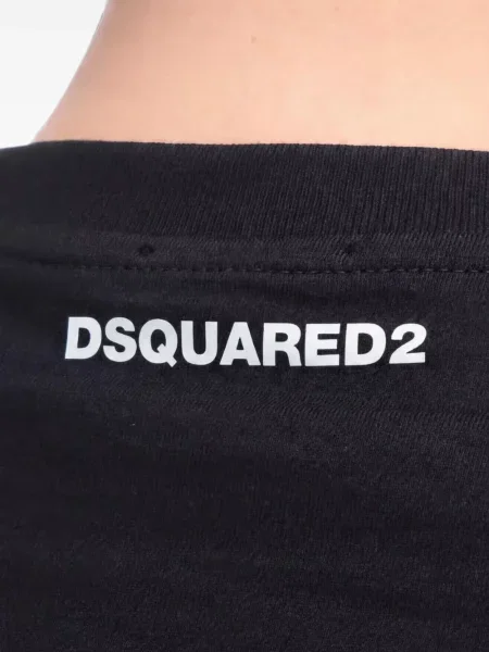 Kratak majica Dsquared2 s okruglim izrezom crna
