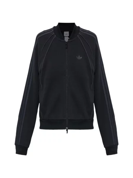 Pulover Adidas cu dungi cu broderie din satin alb