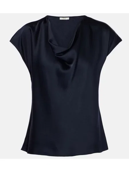 Bluză Vince din satin drapată albastru