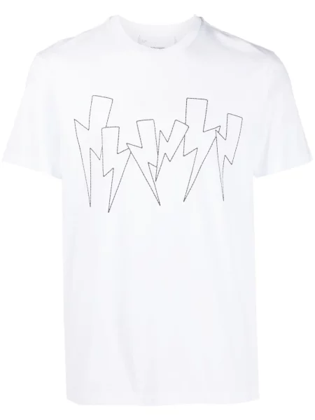 Tricou Neil Barrett cu imagine cu decolteu rotund alb