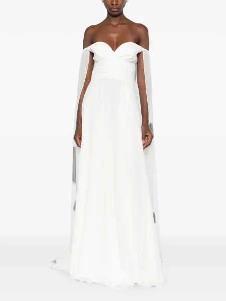 Rochie maxi Alessandro Legora cu volane alb