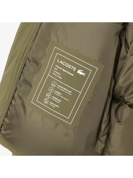 Lacoste Wodoodporna Kurtka Puchowa Z Kapturem zielony