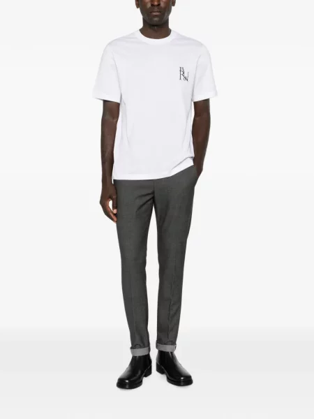 Tricou Brioni cu broderie alb