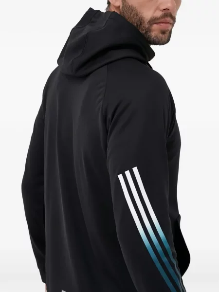 Prugasta majica s kapuljačom Adidas s autogramom crna