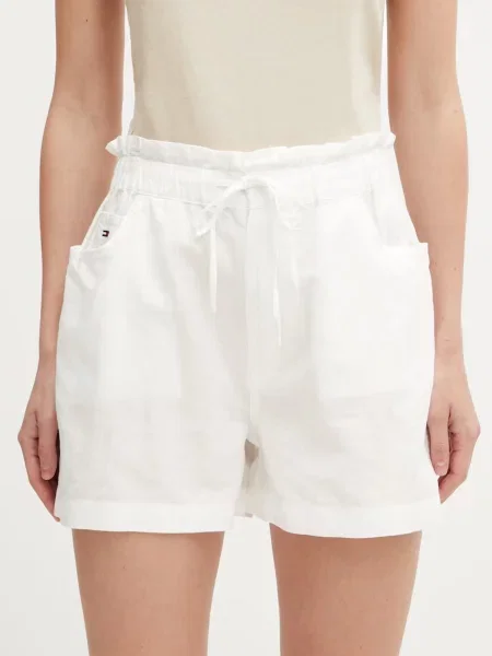 Tommy Jeans kratke hlače za žene s lanom bijela