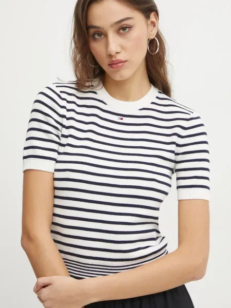 Пуловер Tommy Jeans от лека материя бяло