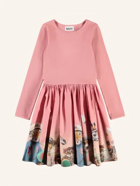 Molo Sukienka Z Mieszanki Materiałów pink różowa