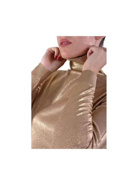 Sweter z golfem Liviana Conti wełniany do golfa żółty