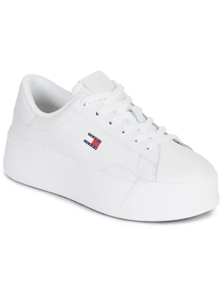 Sneakerși Tommy Jeans cu platformă cu autograf alb