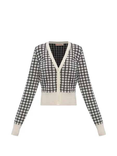 Cardigan Marni în carouri cu decolteu în V