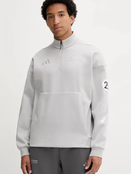 Половин цип суитчър Adidas Performance с принт сиво