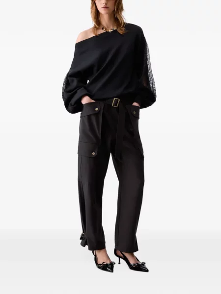Pantaloni cargo Liu Jo de flanelă negru