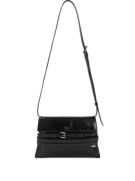 Geanta de piele Moschino din piele cu cataramă negru