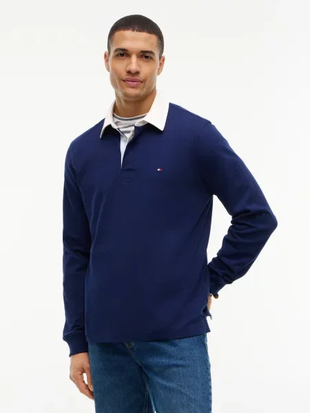 TOMMY HILFIGER Tričko ESSENTIAL námornícka / šedobiela modrá