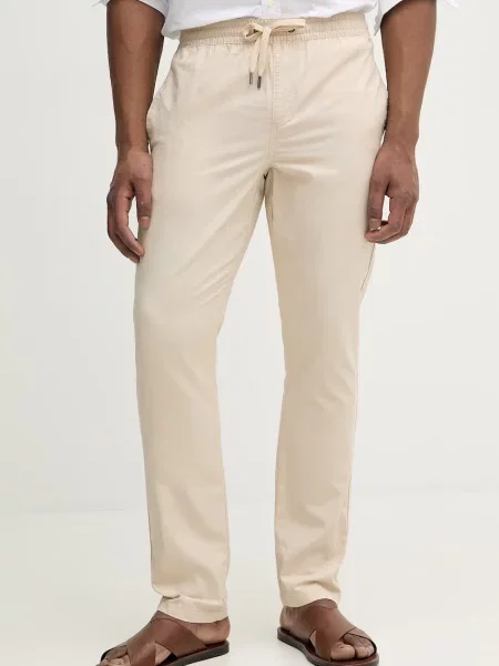 U.S. Polo Assn. Hlače z dodatkom lanu LINEN BLEND DRAWSTRING bež