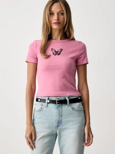 Levi's tričko s bavlnou GR HAYES CROPPED růžové