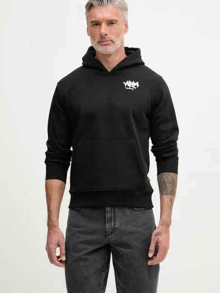 Alpha Industries hanorac cu glugă pentru bărbați cu Signature negru