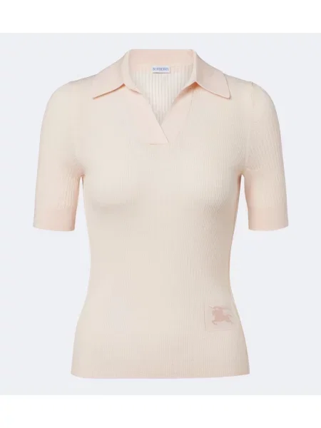 Kašmírová polokošeľa Burberry ružová